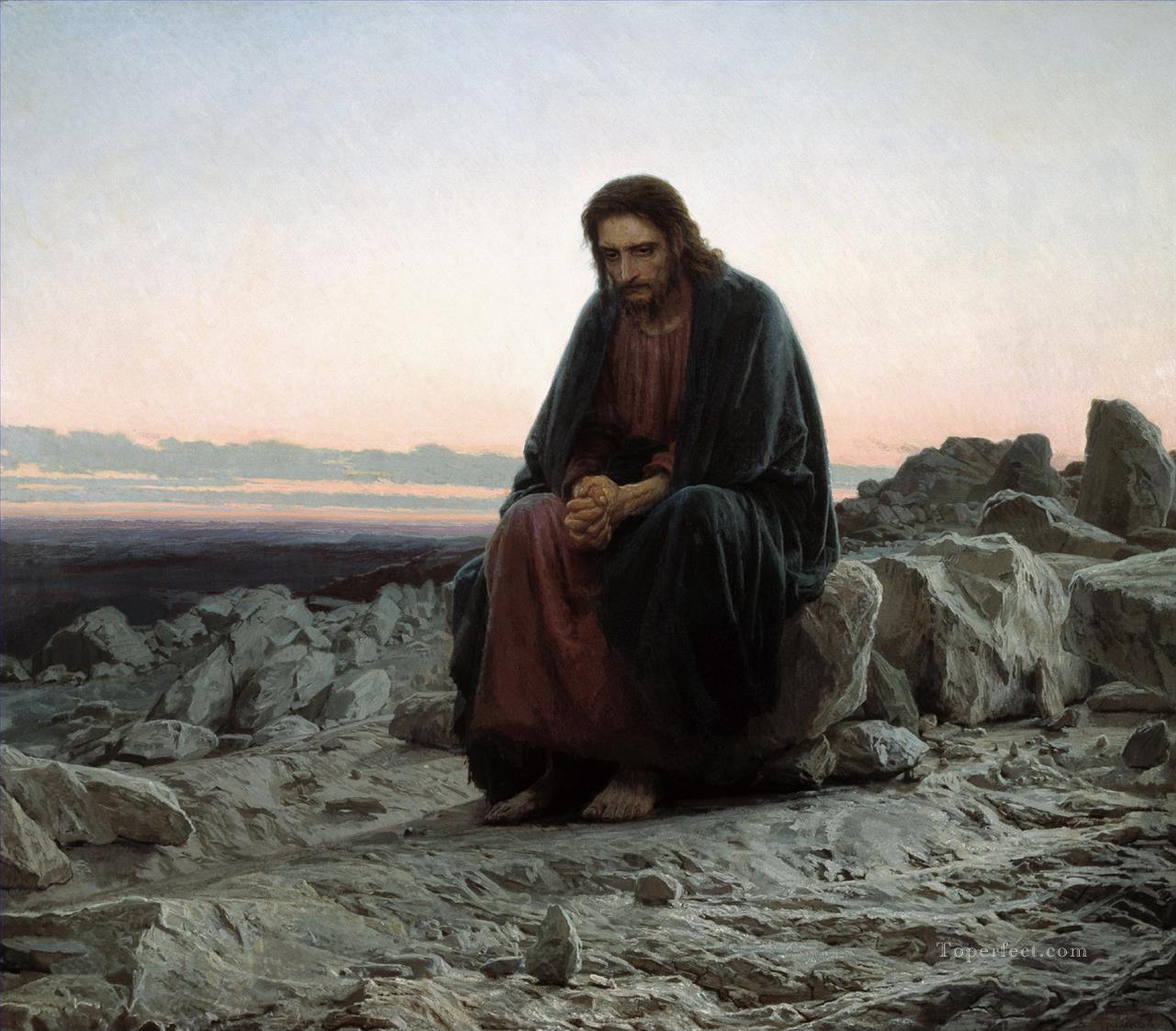 jésus un leader visionnaire dans le désert ivan kramskoy Religieuse Christianisme Peintures à l'huile